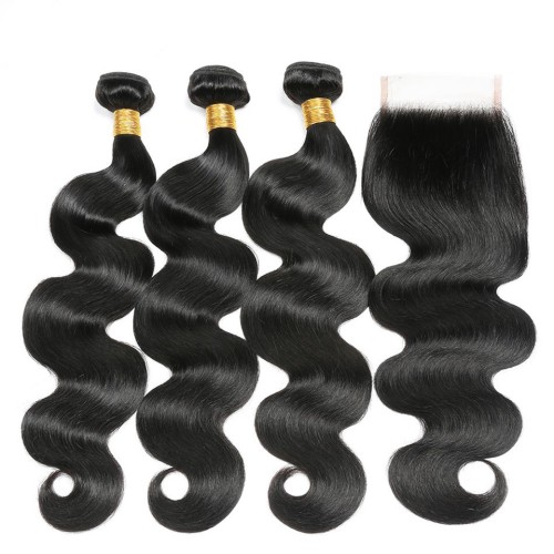 Fashion Body Wave Human Hair Bundles With Closure For Women SLDBC-02