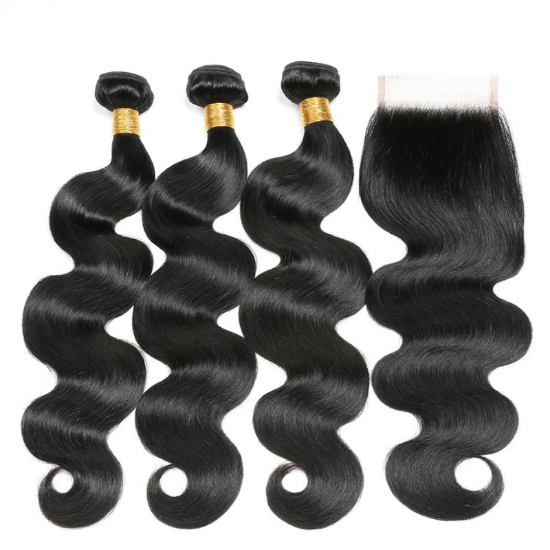 Fashion Body Wave Human Hair Bundles With Closure For Women SLDBC-02