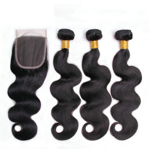 Fashion Body Wave Human Hair Bundles With Closure For Women SLDBC-02