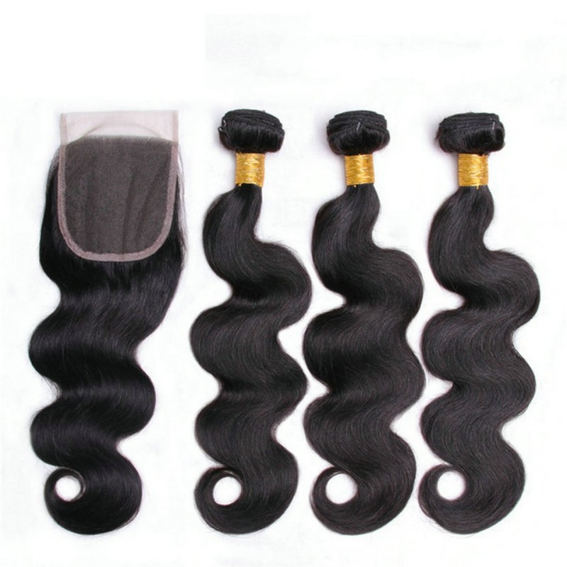 Fashion Body Wave Human Hair Bundles With Closure For Women SLDBC-02 