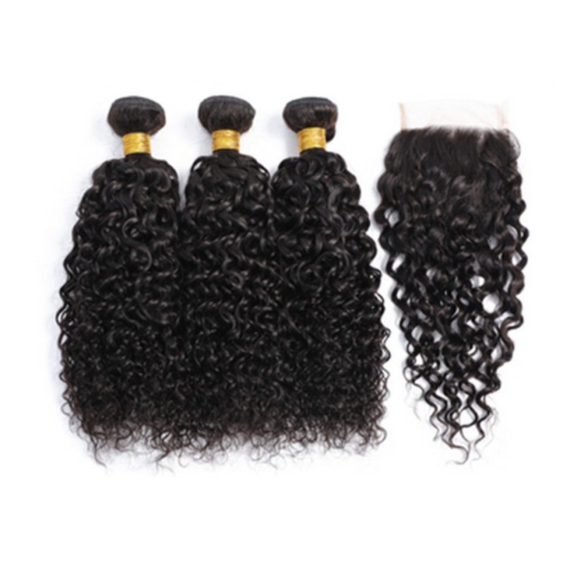 Fashion Jerry Curly Human Hair Bundles With Closure For Women SLDBC-07 