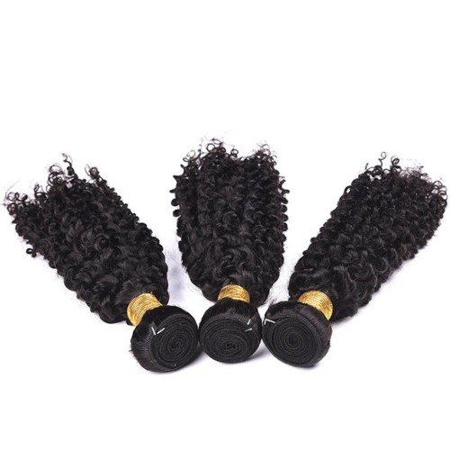 Fashion Jerry Curly Human Hair Bundles With Closure For Women SLDBC-07