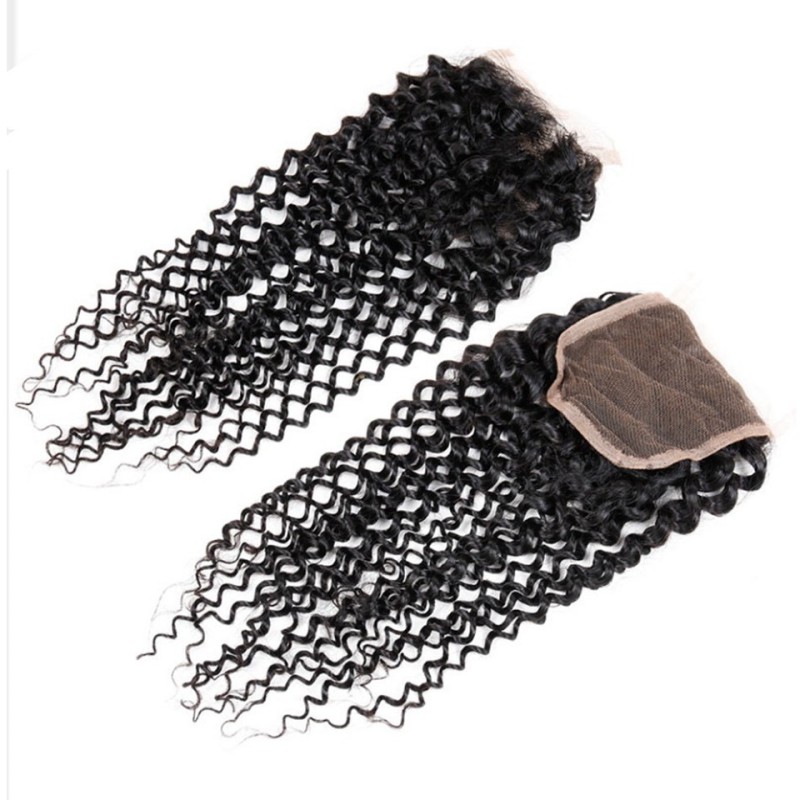 Fashion Kinky Curly Human Hair Bundles With Closure For Women SLDBC-08 