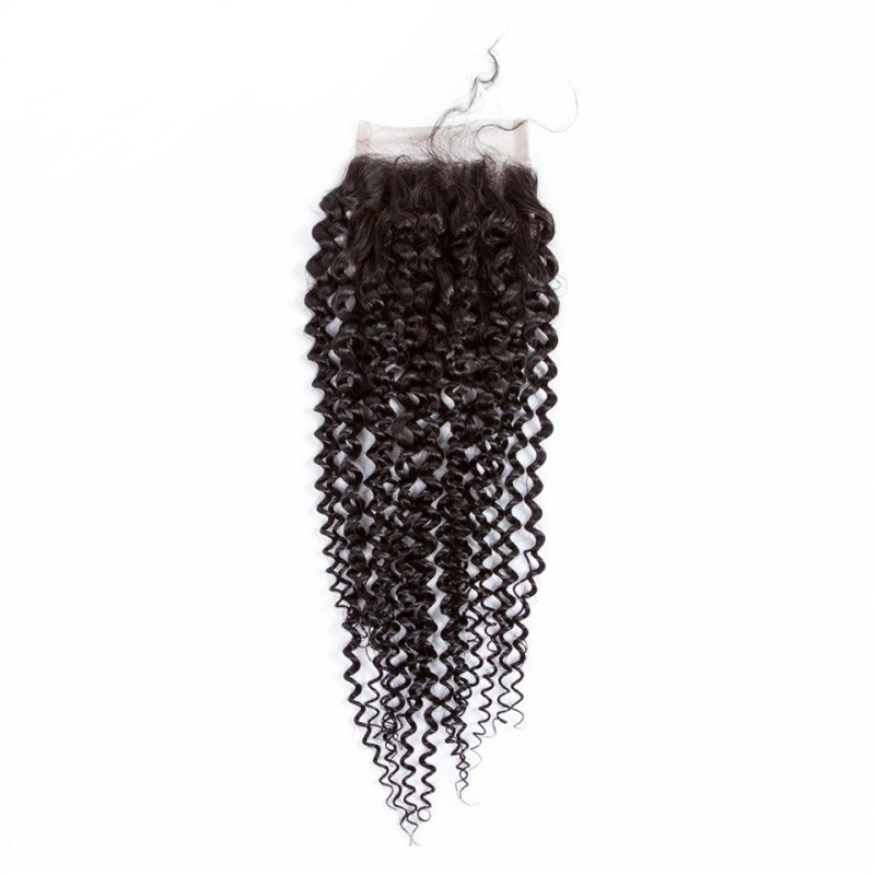 Fashion Kinky Curly Human Hair Bundles With Closure For Women SLDBC-08 