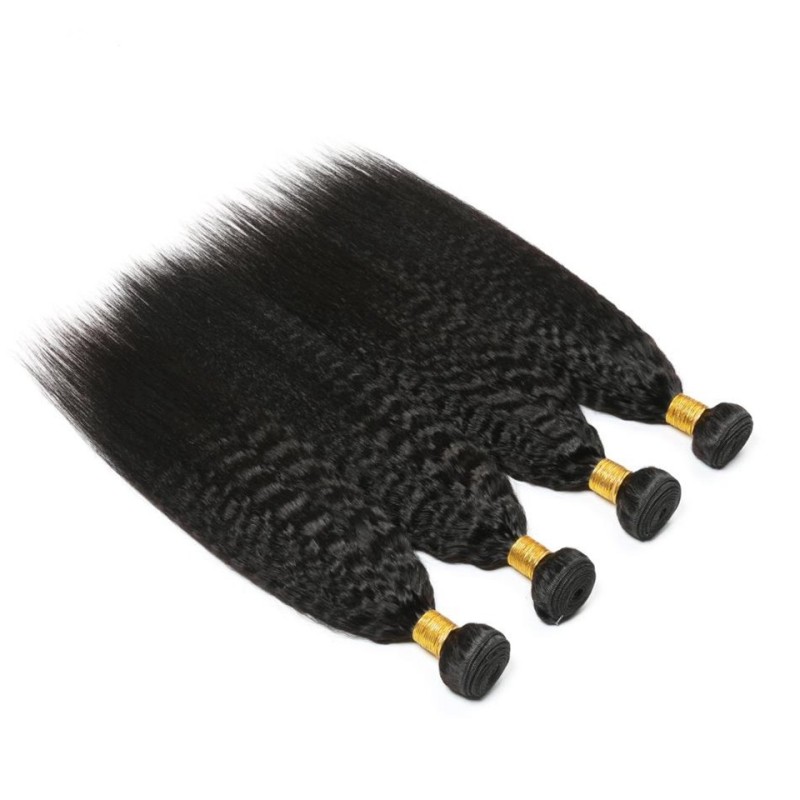 Fashion Kinky Straight Human Hair Bundles With Closure For Women SLDBC-09 