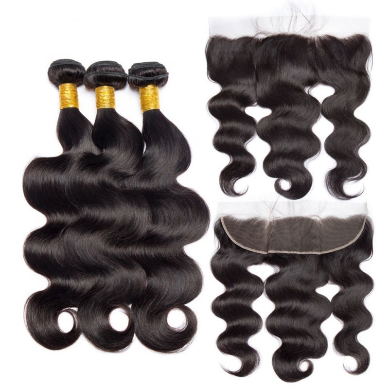 Fashion Body Wave Human Hair Bundles With Frontal For Women SLDBF-02 