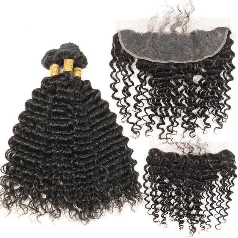 Fashion Deep Wave Human Hair Bundles With Frontal For Women SLDBF-03 