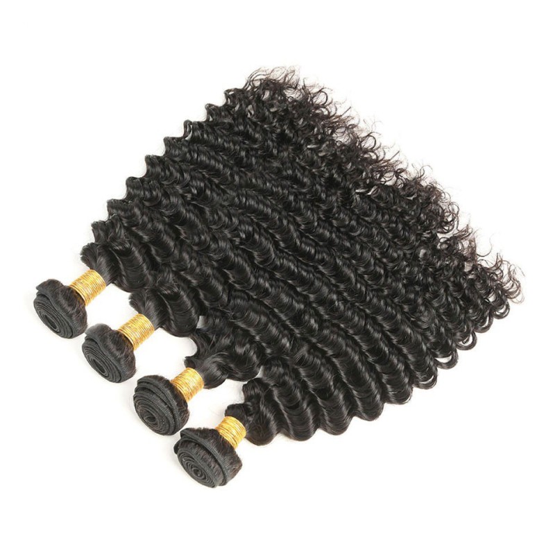 Fashion Deep Wave Human Hair Bundles With Frontal For Women SLDBF-03 