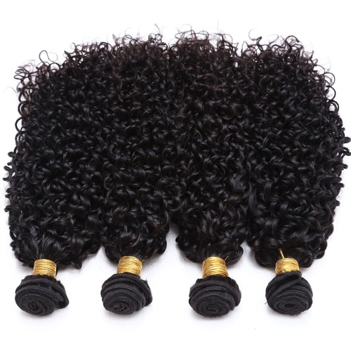 Fashion Jerry Curly Human Hair Bundles With Frontal For Women SLDBF-07