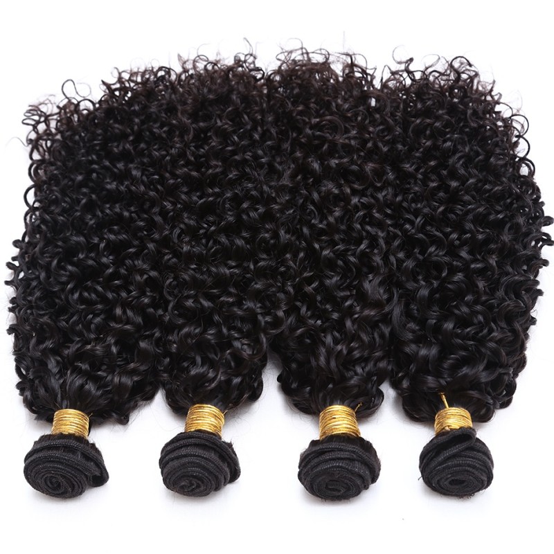 Fashion Jerry Curly Human Hair Bundles With Frontal For Women SLDBF-07 