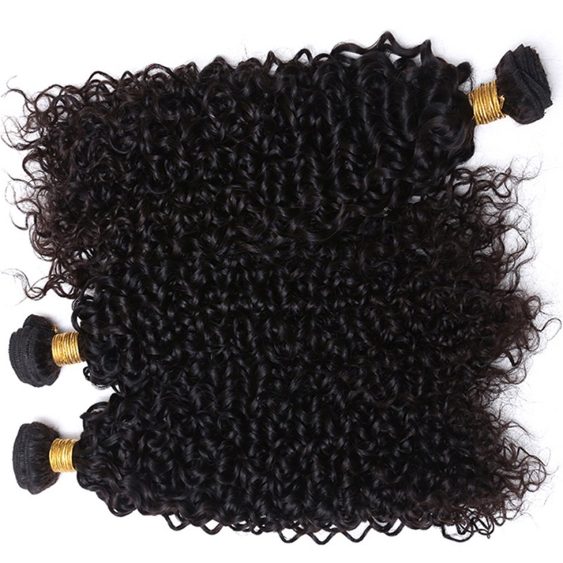 Fashion Jerry Curly Human Hair Bundles With Frontal For Women SLDBF-07 