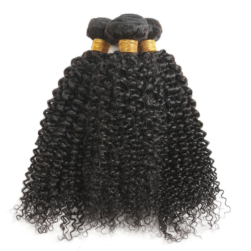 Fashion Kinky Curly Human Hair Bundles With Frontal For Women SLDBF-08 