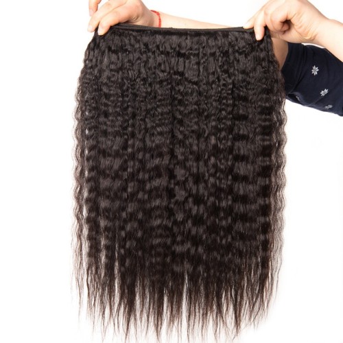 Fashion Kinky Straight Human Hair Bundles With Frontal For Women SLDBF-09