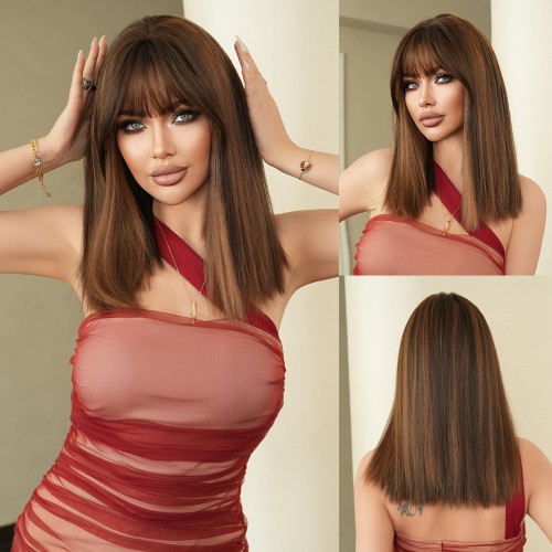 Fashion Medium Synthetic Wigs For Women SLDMH-17