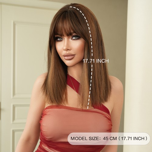 Fashion Medium Synthetic Wigs For Women SLDMH-17