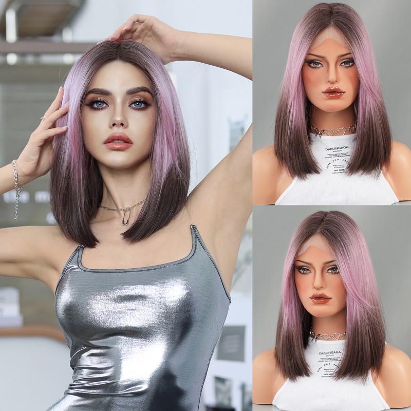 Fashion Medium Handmade Synthetic Wigs For Women SLDWSM-02 